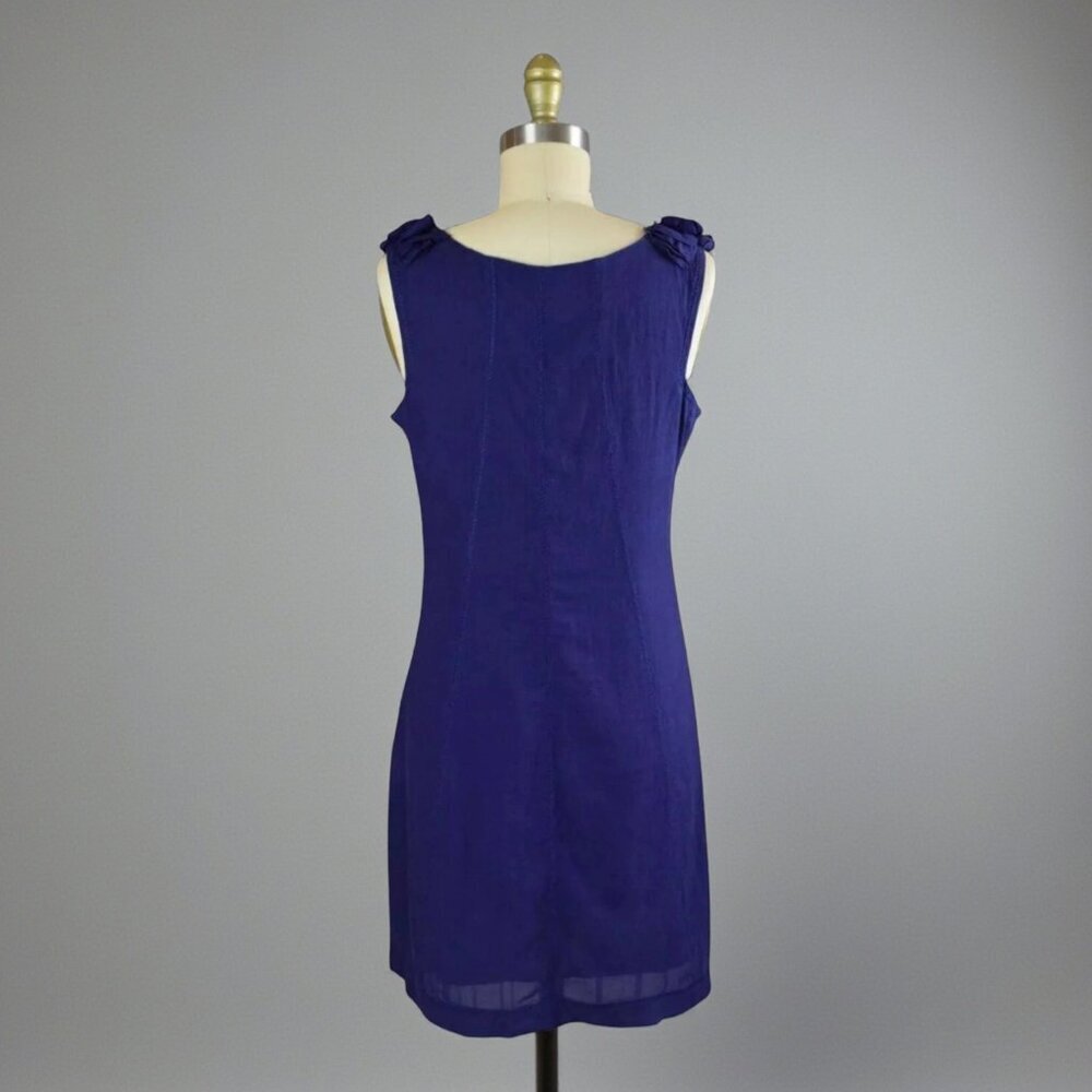 YOANA BARASCHI ROSETTE NECKLINE INDIGO-PURPLE DRESS - Picture 6 of 8